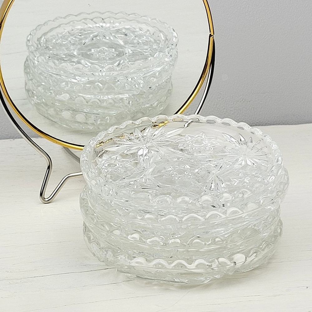 Anchor Hocking Star of David Crystal Coasters Set of 4